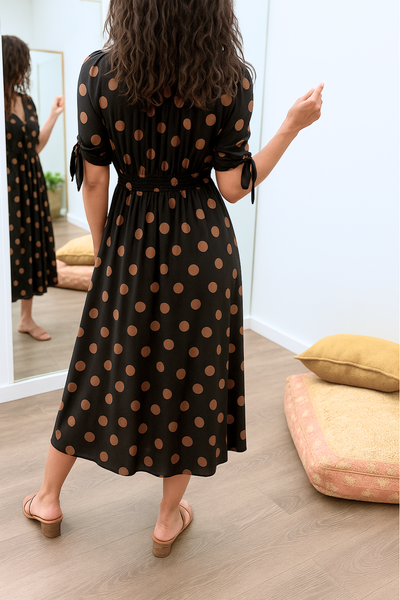 Maribelle – Polka Dot V-Neck Dress