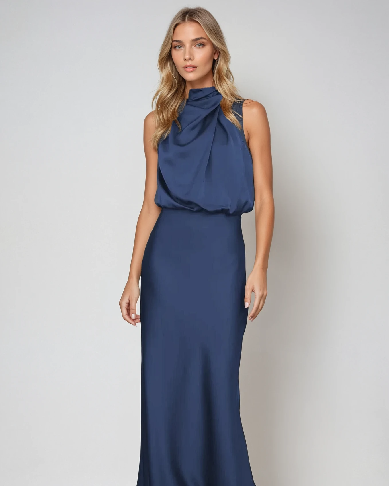 HANNAH | ELEGANT HALTER-NECK MIDI DRESS