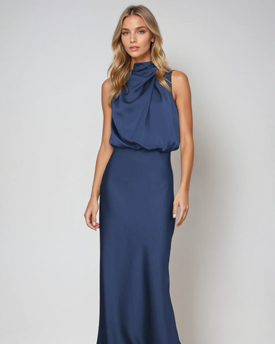 HANNAH | ELEGANT HALTER-NECK MIDI DRESS