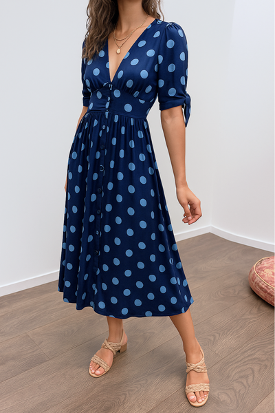 Maribelle – Polka Dot V-Neck Dress