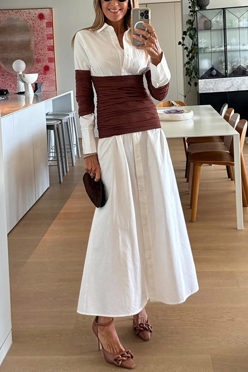 Calivra – Color Block Maxi Shirt Dress