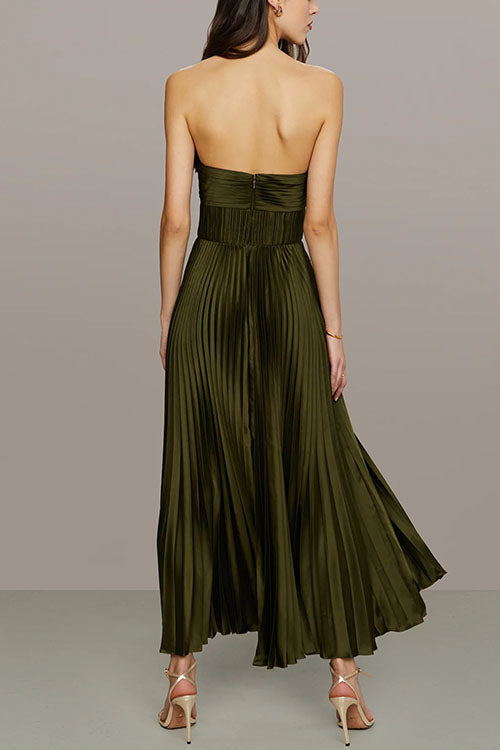 Alurelle – Strapless Pleated Maxi Dress