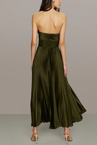 Alurelle – Strapless Pleated Maxi Dress