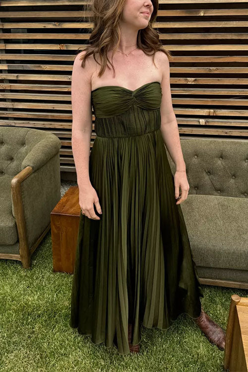 Alurelle – Strapless Pleated Maxi Dress