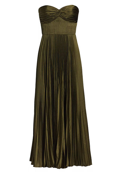 Alurelle – Strapless Pleated Maxi Dress