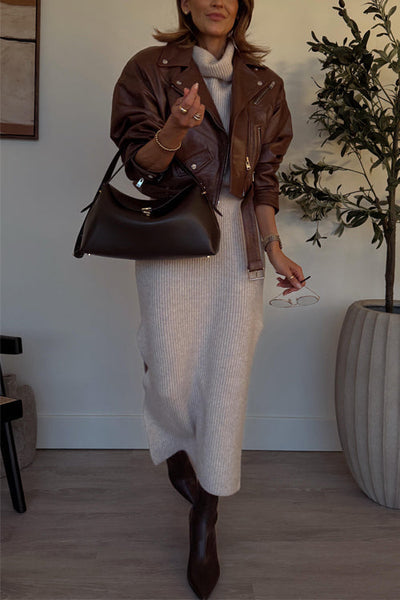 Cylena – Cowl Neck Midi Sweater Dress