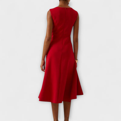 Amirelle – Asymmetric Draped Midi Dress