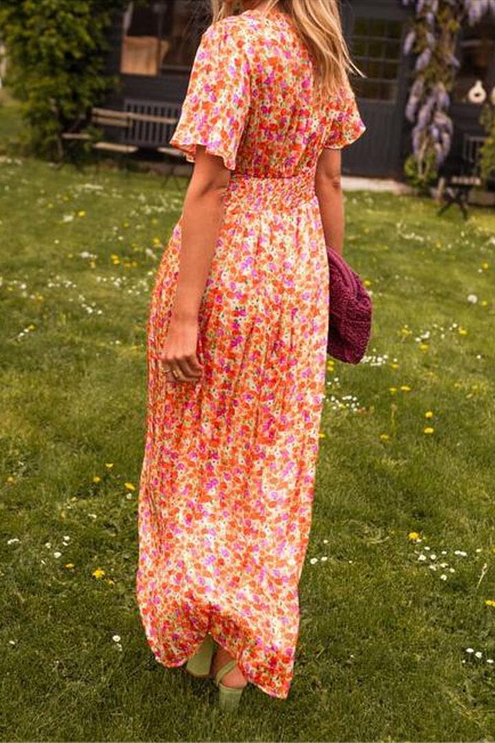 Floria – Flutter Sleeve Floral Maxi Dress