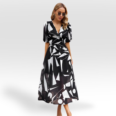 ELIZABETH | RELAXED MIDI DRESS WITH V-NECK