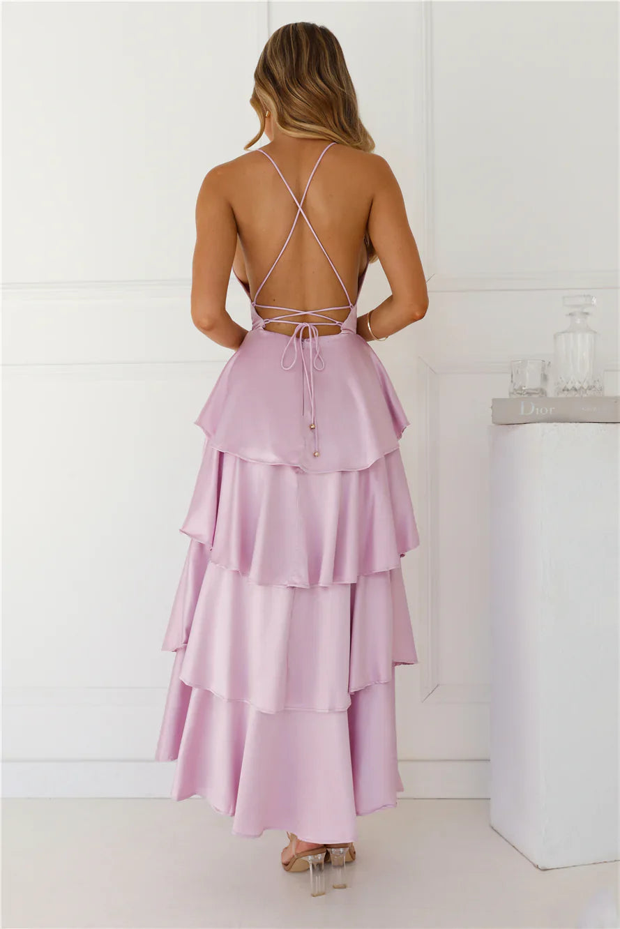 Lila Rose | Petite Halter Ruffle Tiered Maxi Dress
