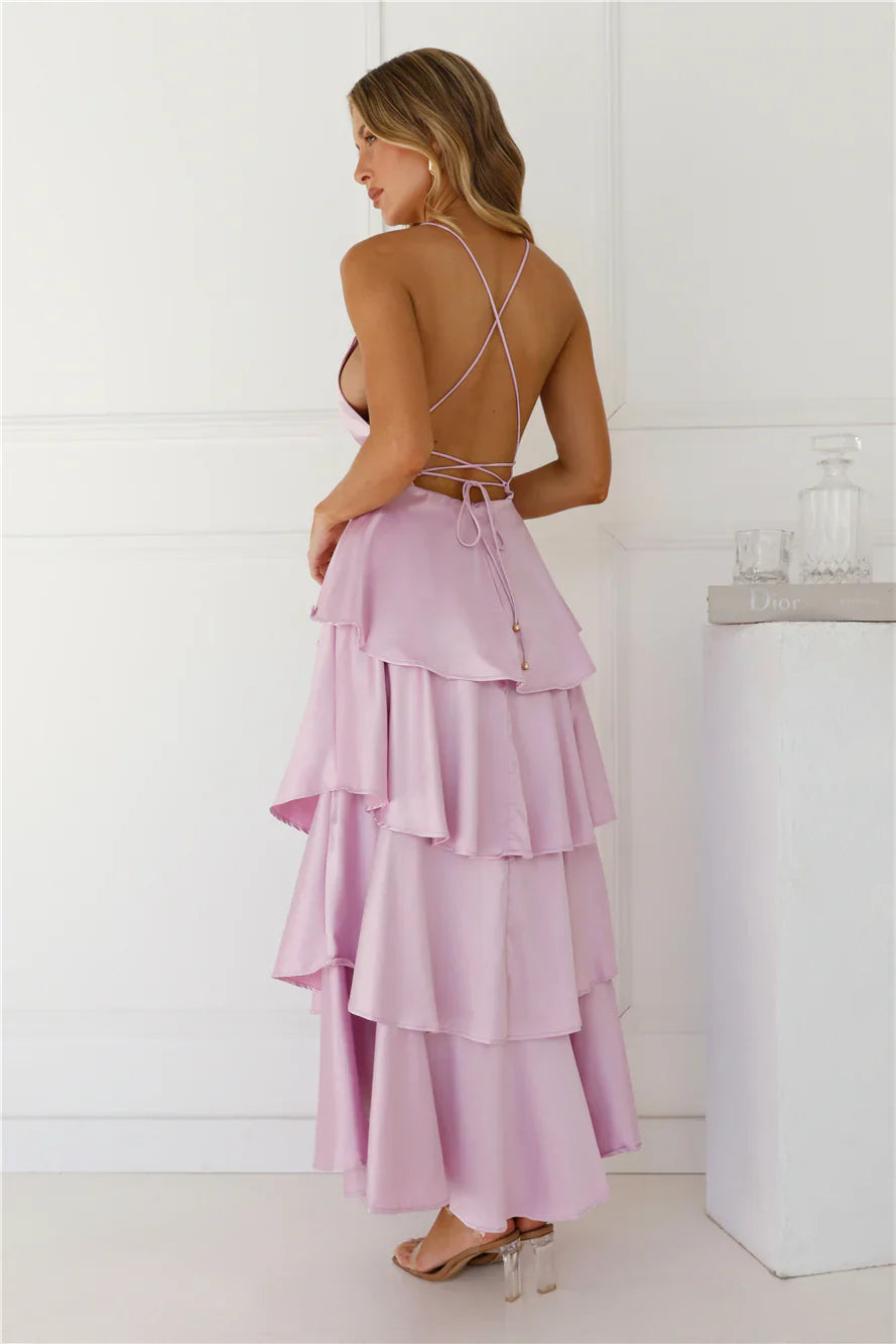 Lila Rose | Petite Halter Ruffle Tiered Maxi Dress