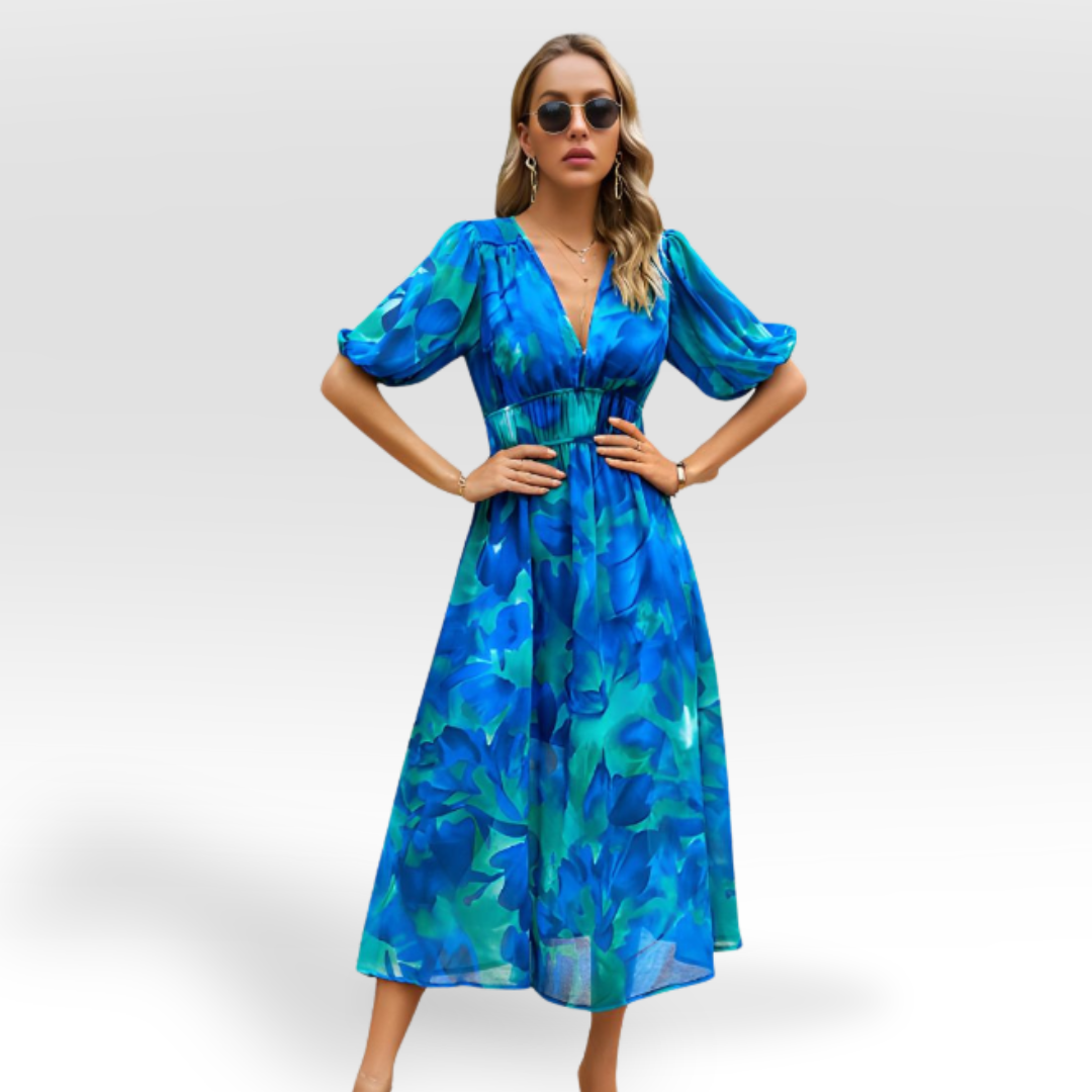 ELIZABETH | RELAXED MIDI DRESS WITH V-NECK