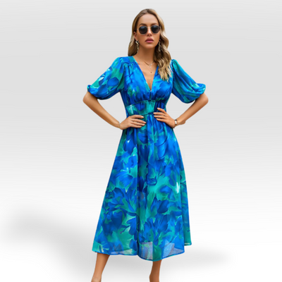 ELIZABETH | RELAXED MIDI DRESS WITH V-NECK