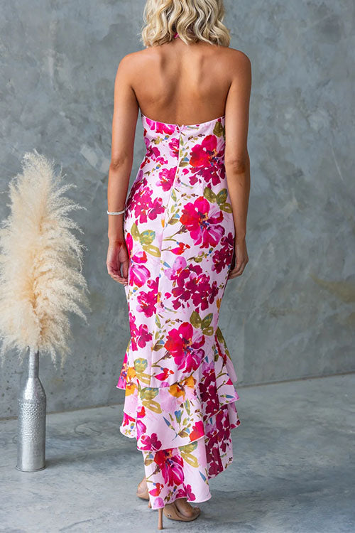 Lunaria – Halter Floral Ruffle Maxi Dress