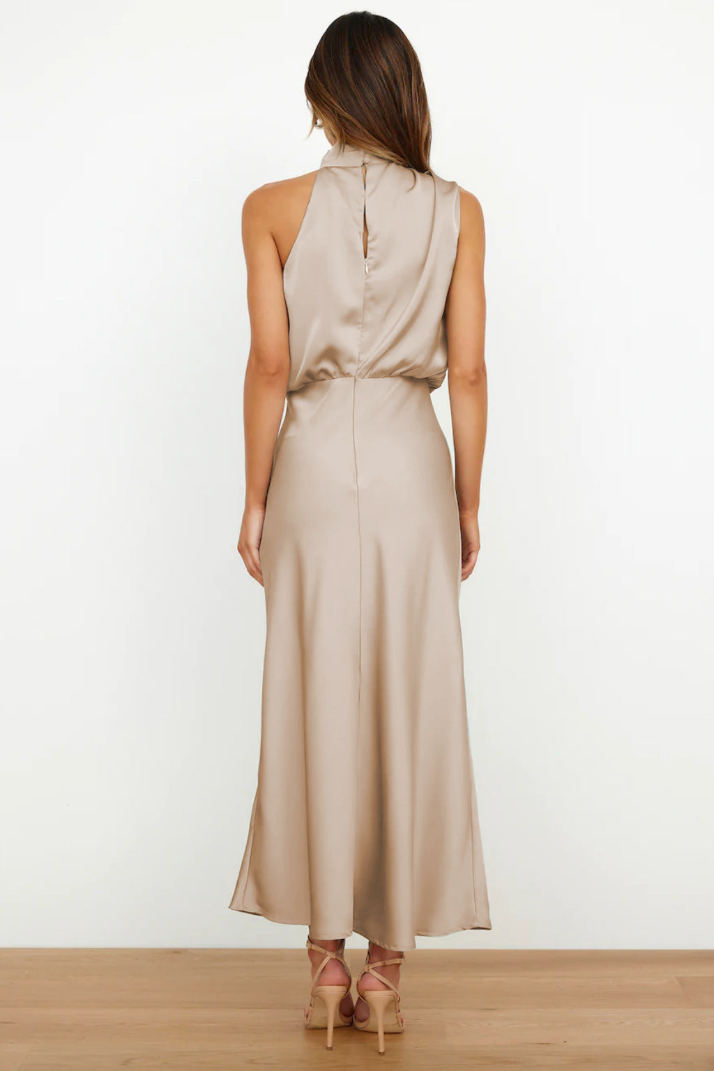 Juliette Rose | Long Satin Halterneck Dress