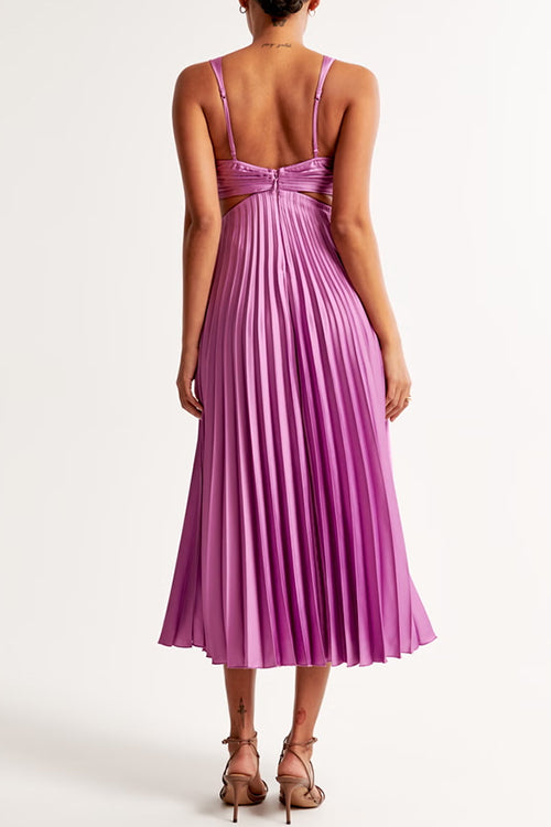 Clara | Cut Out Waist Sleeveless Pleated Maxi Dress