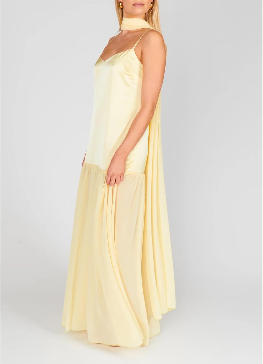 Avelise – Strapless Pleated Satin Maxi Dress