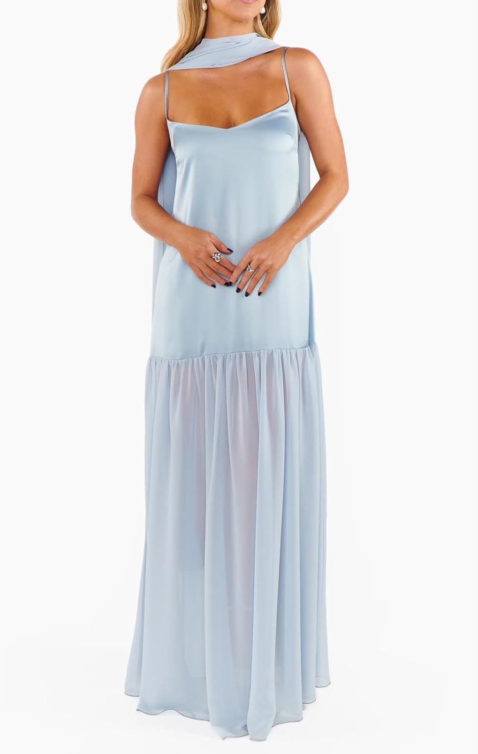 Avelise – Strapless Pleated Satin Maxi Dress
