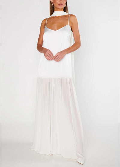 Avelise – Strapless Pleated Satin Maxi Dress