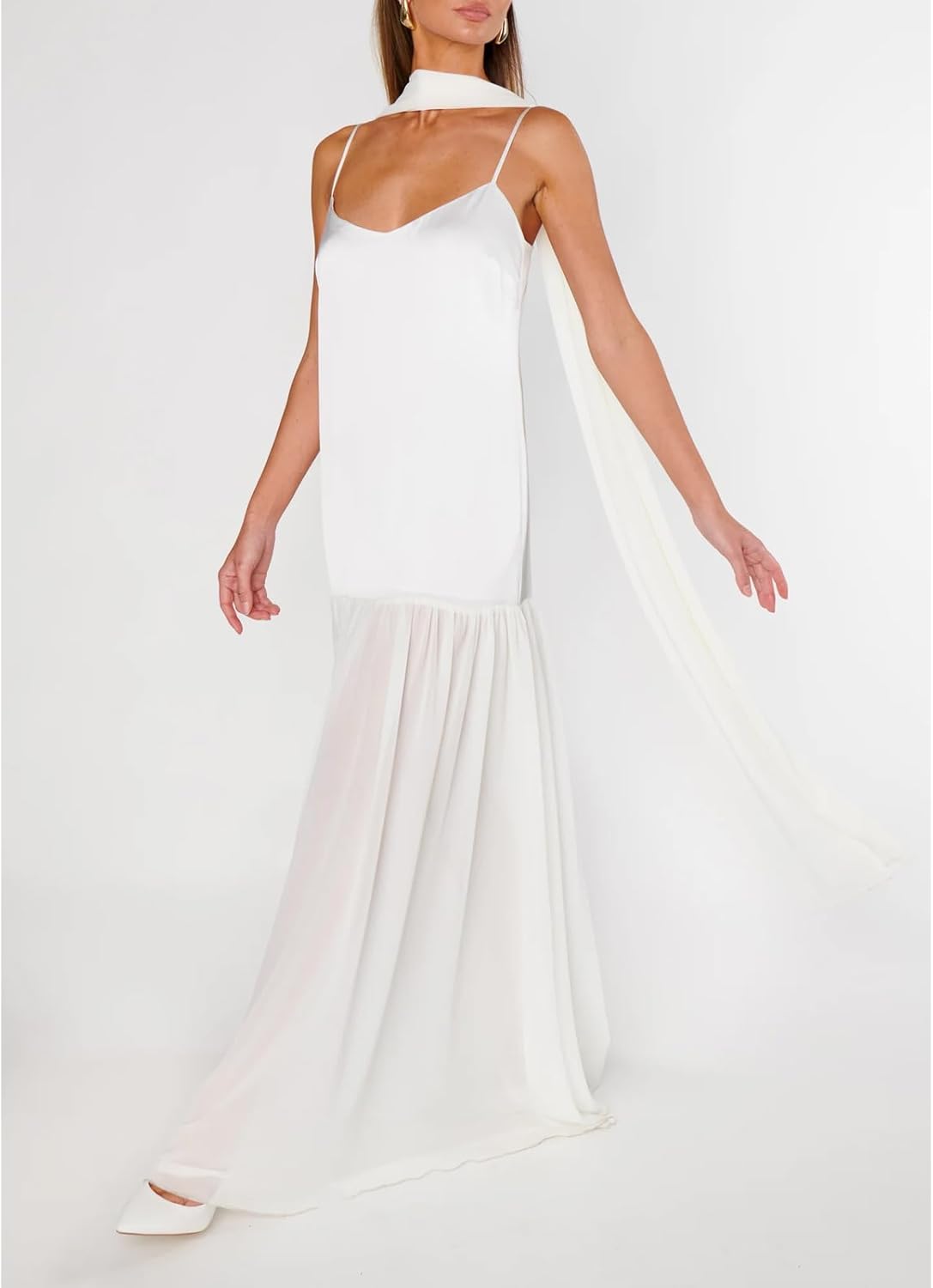 Avelise – Strapless Pleated Satin Maxi Dress