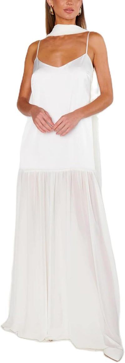 Avelise – Strapless Pleated Satin Maxi Dress