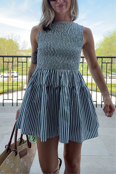 Tavisha – Striped Smocked Mini Dress