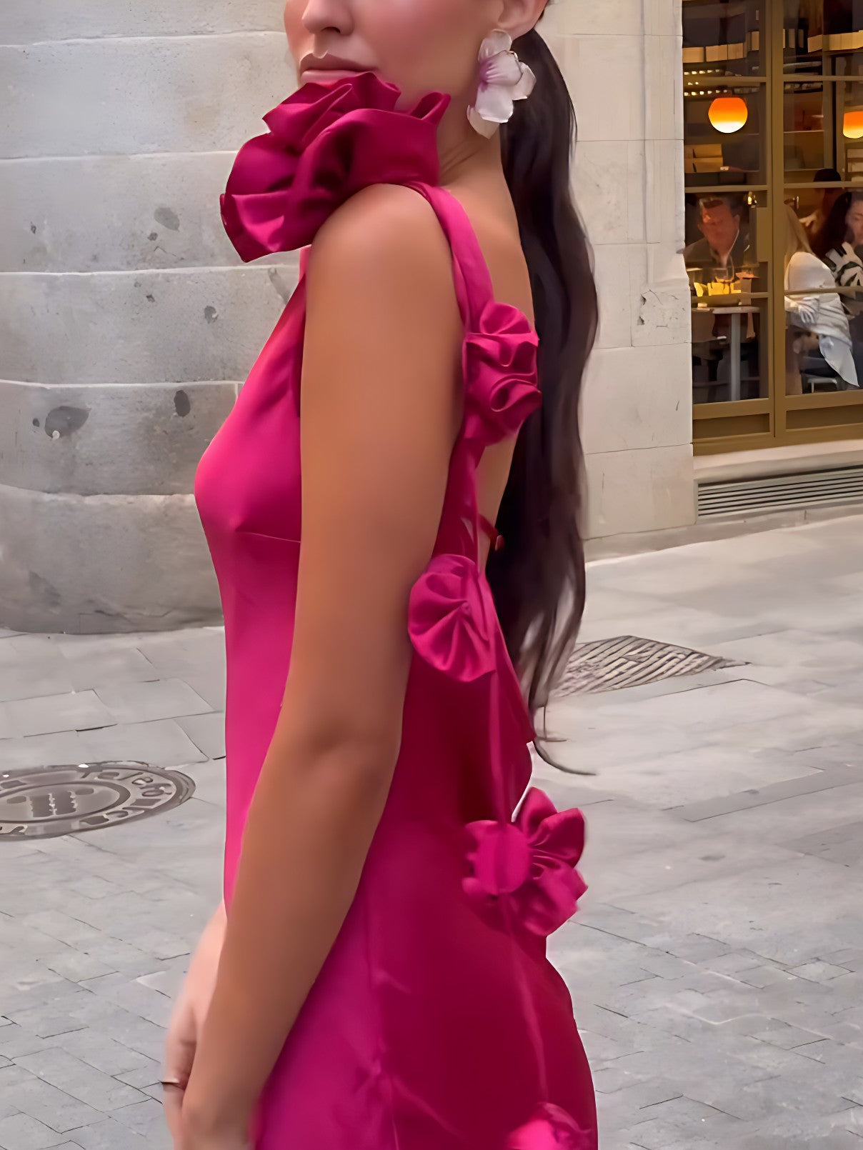 Formentera Bloom | Satin Ribbon Maxi Dress