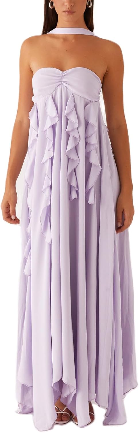 Avelise – Strapless Pleated Satin Maxi Dress