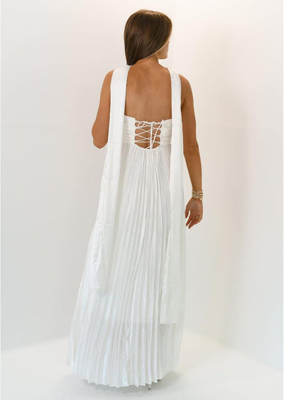 Avelise – Strapless Pleated Satin Maxi Dress