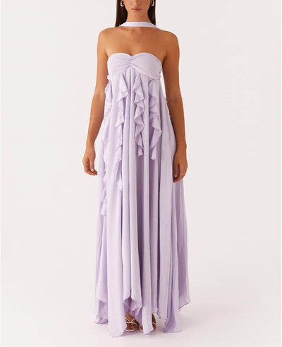 Avelise – Strapless Pleated Satin Maxi Dress
