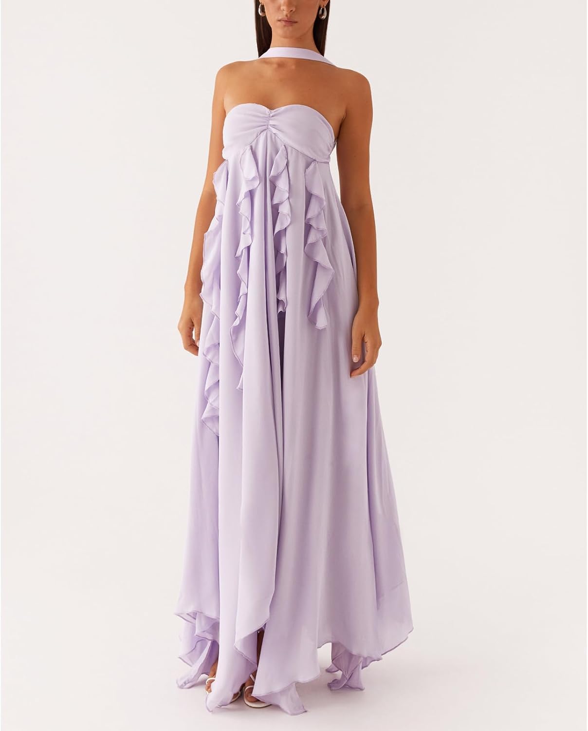 Avelise – Strapless Pleated Satin Maxi Dress