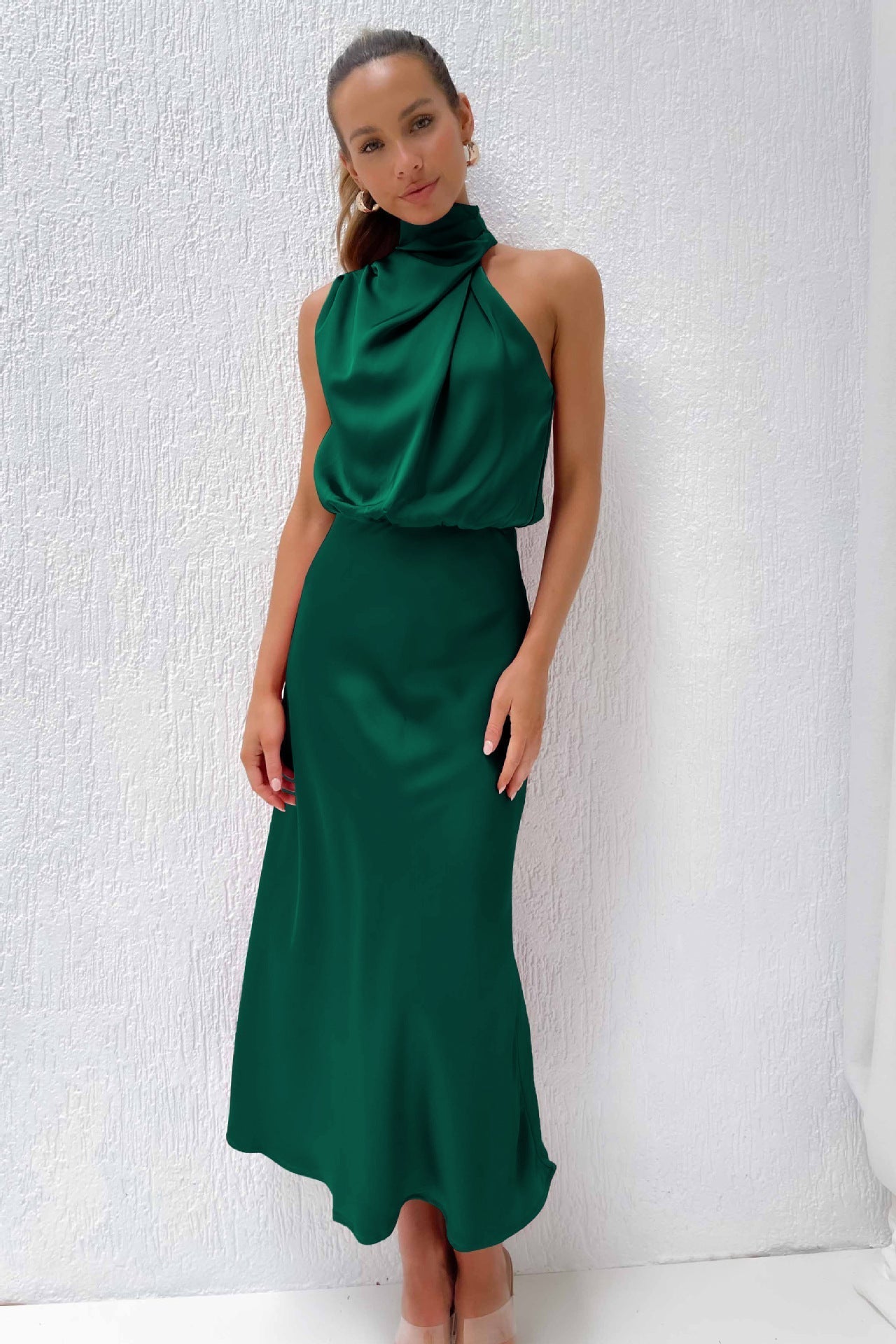 Juliette Rose | Long Satin Halterneck Dress