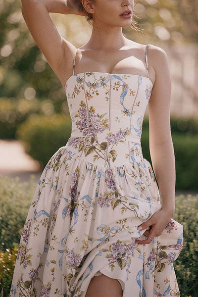 Florena – Floral Bustier A-Line Maxi Dress