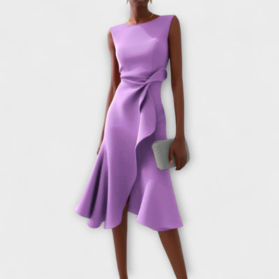 Amirelle – Asymmetric Draped Midi Dress