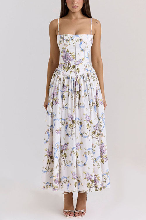 Florena – Floral Bustier A-Line Maxi Dress