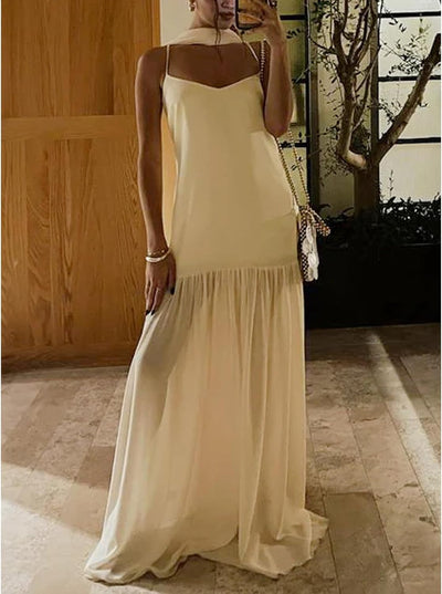 Avelise – Strapless Pleated Satin Maxi Dress