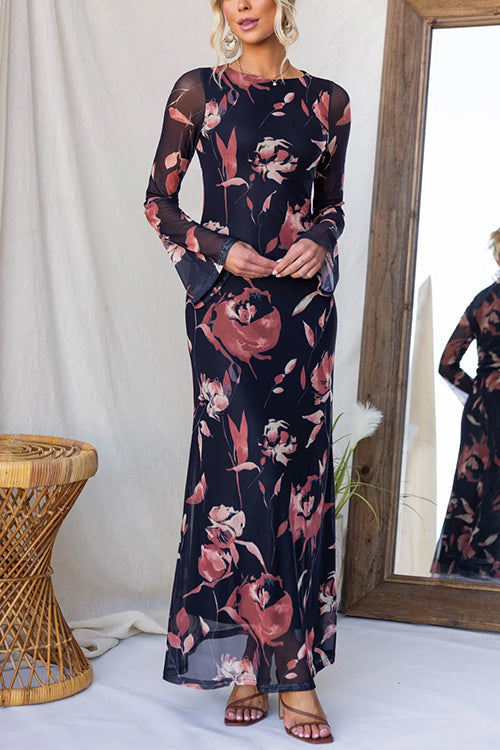 Elowyn – Floral Print Long-Sleeve Maxi Dress