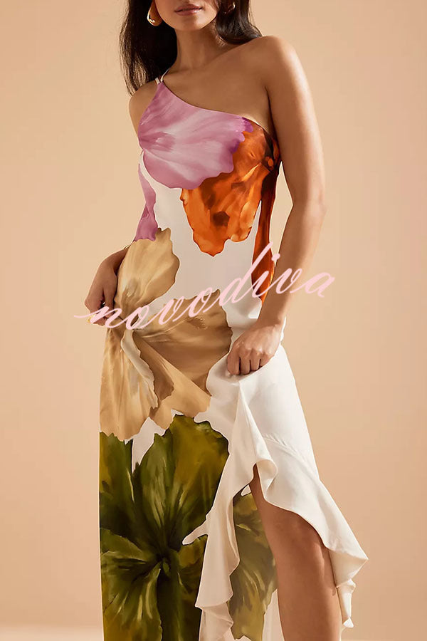 Rosavelle – One-Shoulder Floral Ruffle Maxi Dress