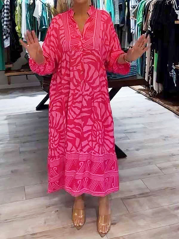 Marivelle – Printed V-Neck Dress