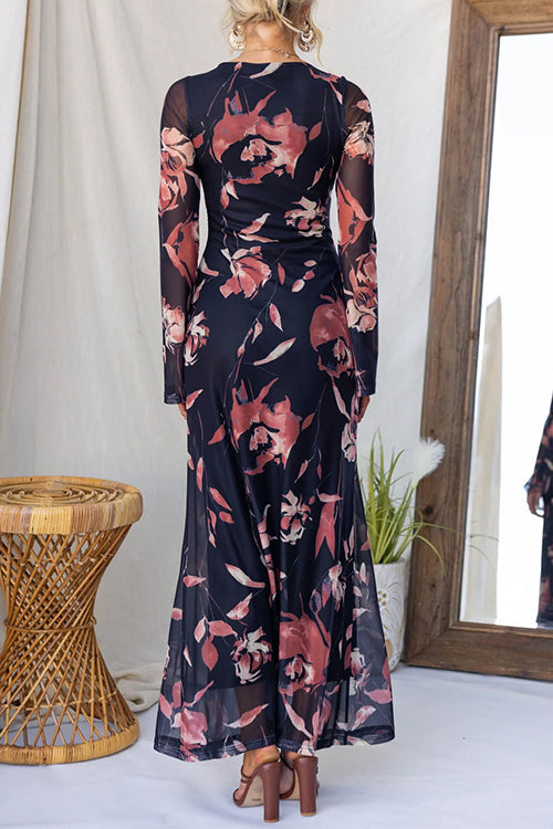 Elowyn – Floral Print Long-Sleeve Maxi Dress