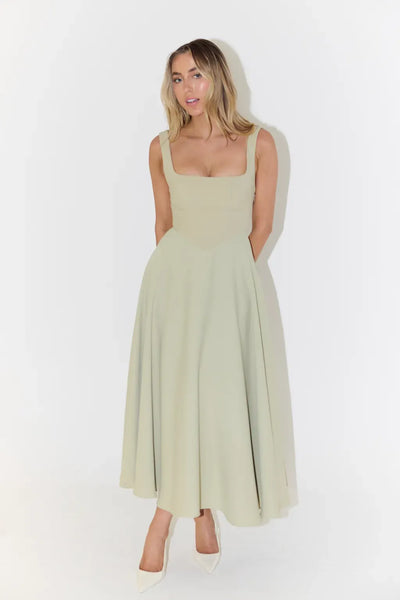 YARA-BELLE | HIGH-WAISTED MIDI DRESS