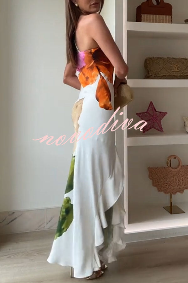 Rosavelle – One-Shoulder Floral Ruffle Maxi Dress