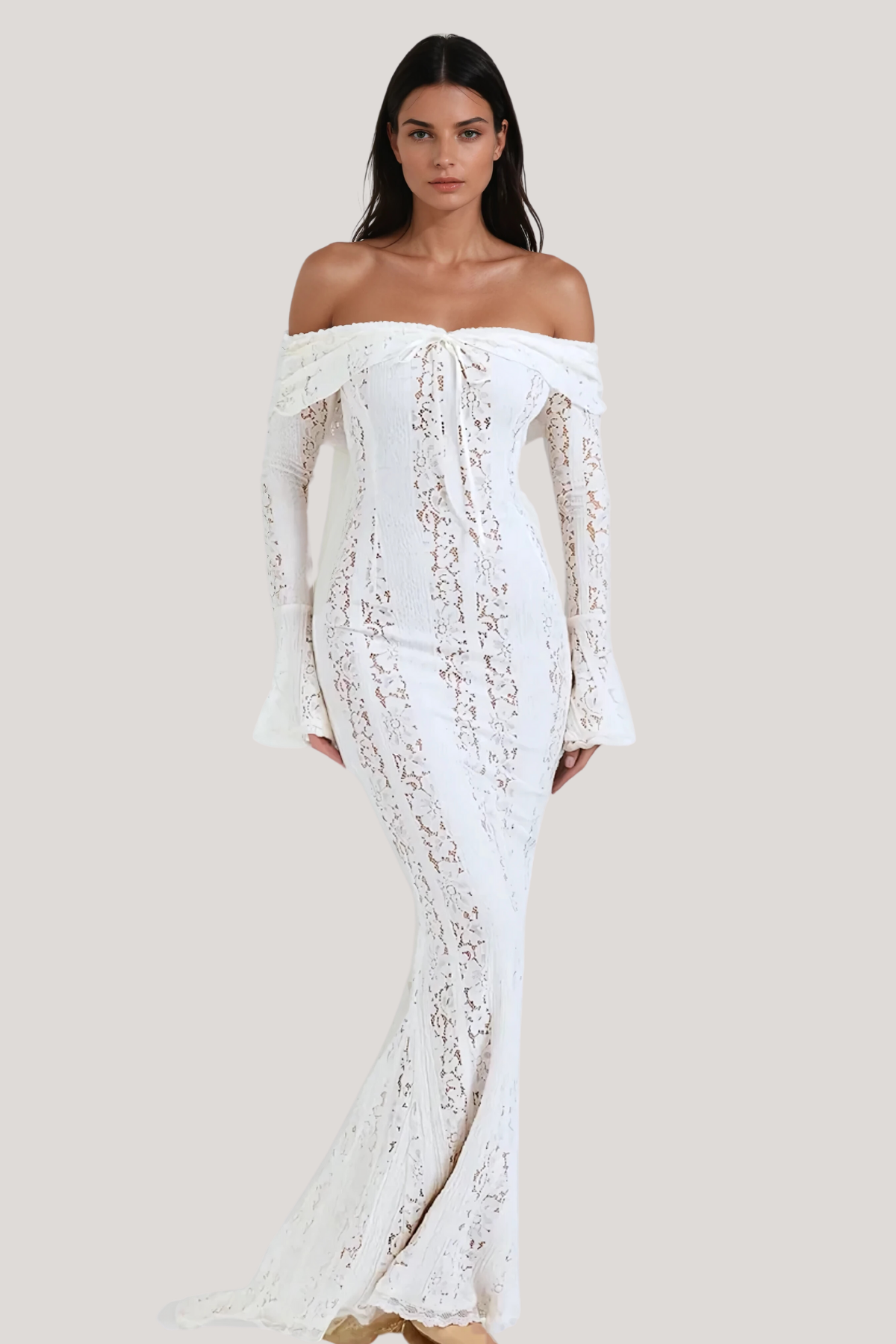 Lema | OFF-SHOULDER LACE MAXI DRESS
