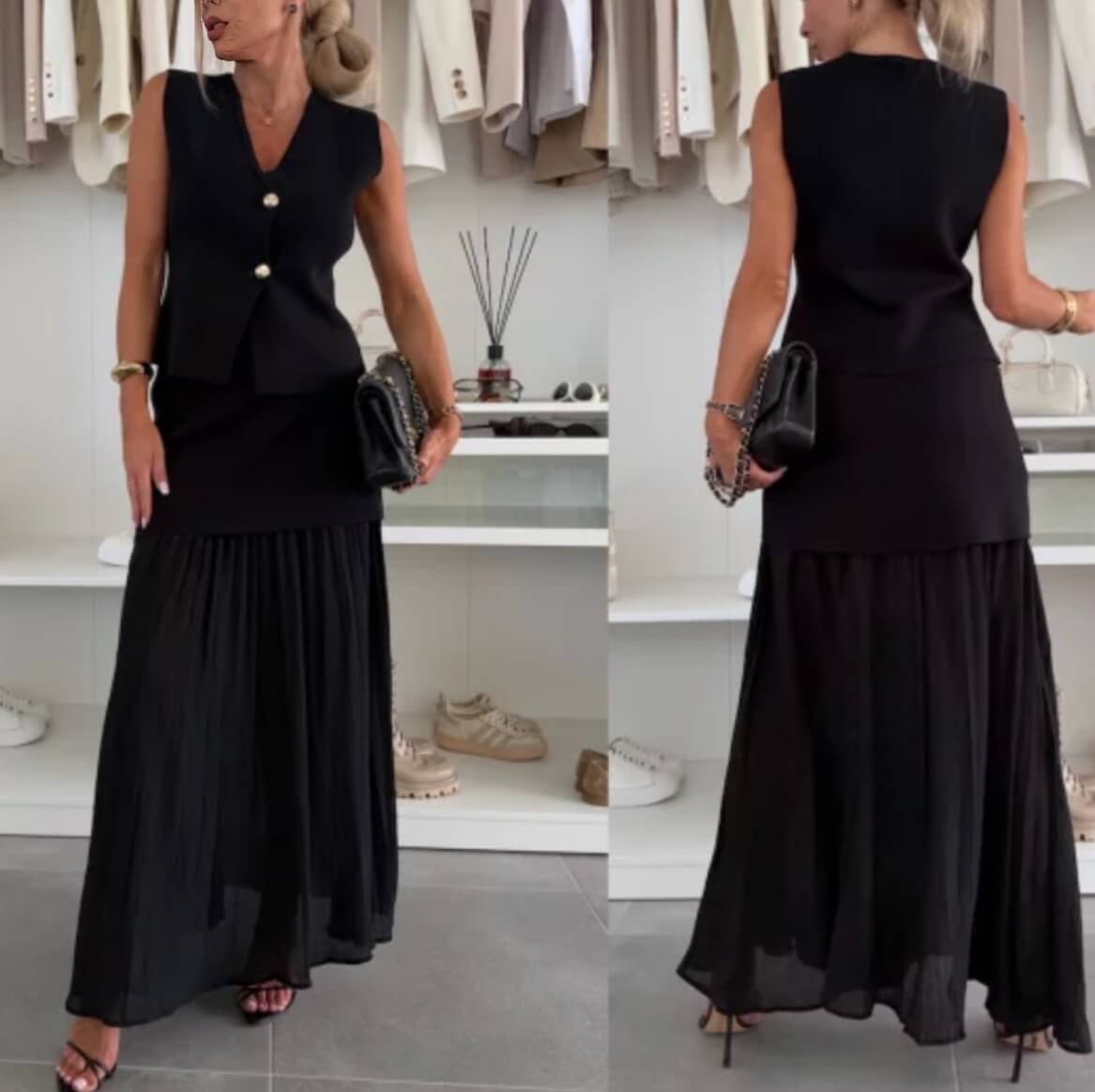 Lajla – Striped Summer Pleated Maxi Skirt