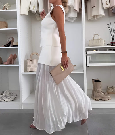 Lajla – Striped Summer Pleated Maxi Skirt