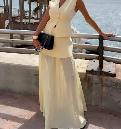 Lajla – Striped Summer Pleated Maxi Skirt