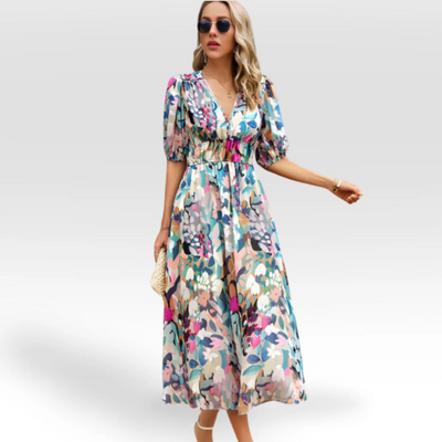 ELIZABETH | RELAXED MIDI DRESS WITH V-NECK