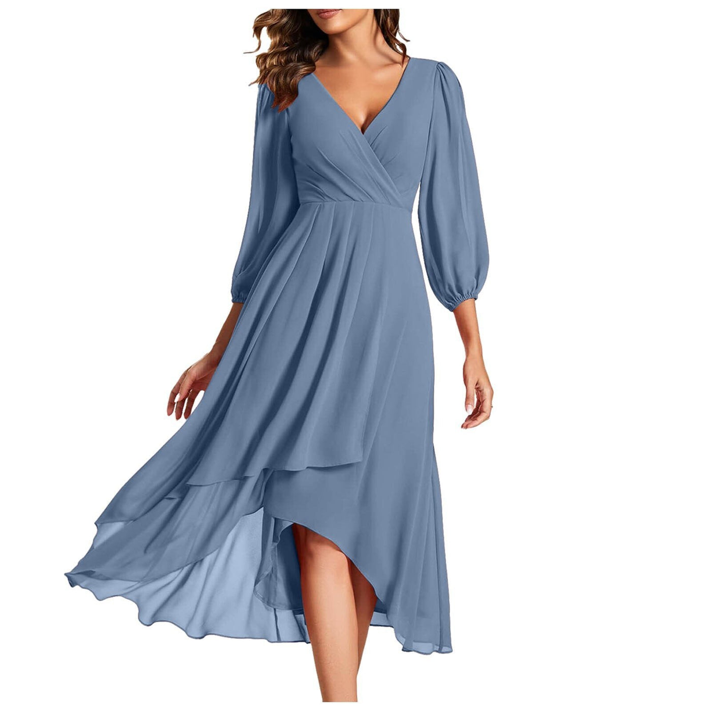 Juliette Monroe | V-Neck Dress with Asymmetric Hem