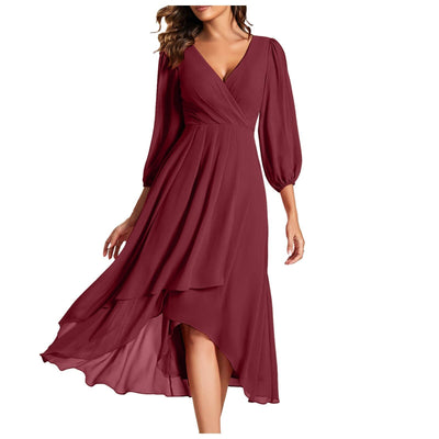 Juliette Monroe | V-Neck Dress with Asymmetric Hem