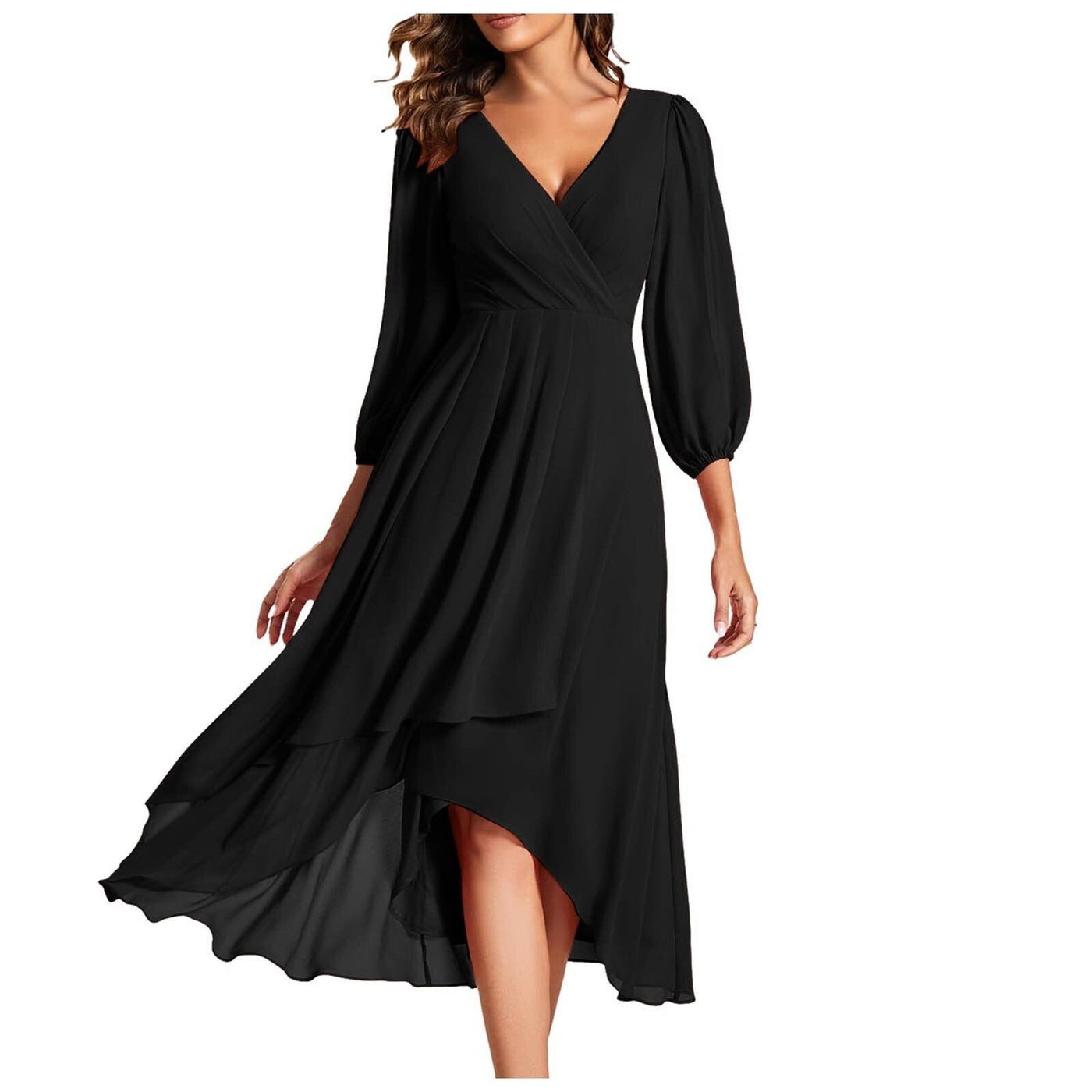 Juliette Monroe | V-Neck Dress with Asymmetric Hem